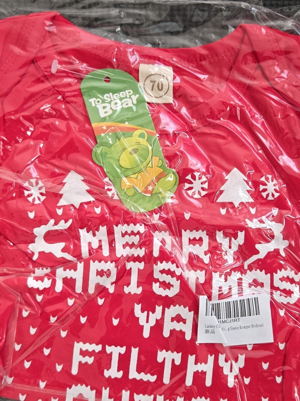 Red "Merry Christmas Ya Filthy" Holiday Bodysuit 3-6 M $6 Onesie